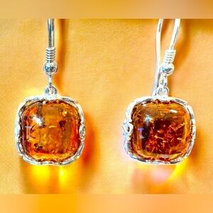 Baltic Cognac Amber Sterling Silver Earrings​